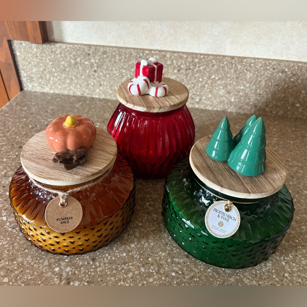 3 East West Holiday-Themed Candle Set